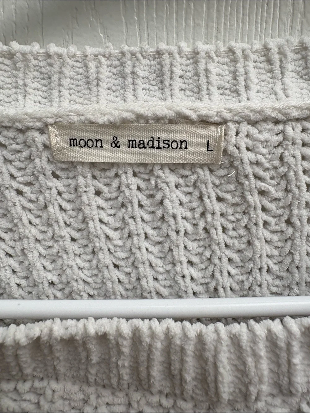 moon & madison White, Dusty Rose & Mauve Stripe Knit Sweater